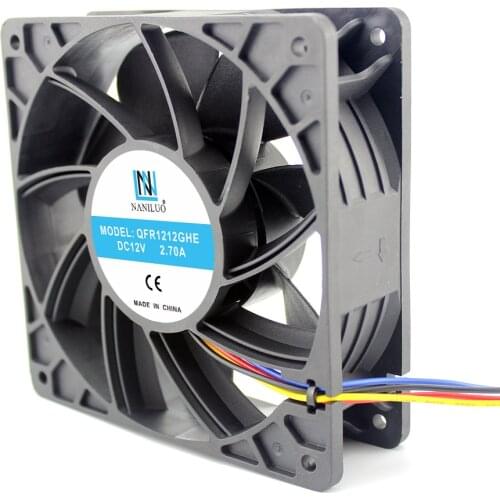 NANILUO QFR1212GHE QFR1212GHE-PWM 4P 12V 2.7A 12038 Server cooling fan 120*120*38mm for BTC BCH SBTC UBTC miner fan