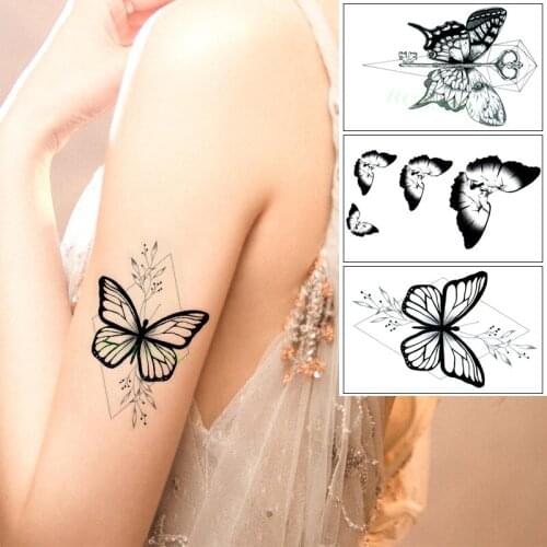 Waterproof Temporary Tattoo Sticker Color Butterfly Key Fake Tatto Flash Tatoo Leg Arm Hand Foot Art for Girl Women Men