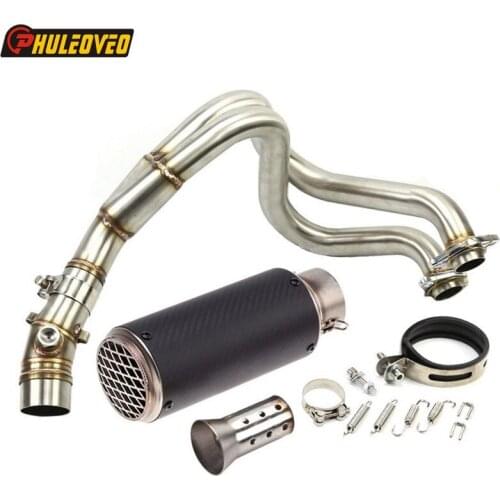 PHULEOVEO Imitation Titanium Motorcycle GP Exhaust Muffler Header Tube for ER6N ER6F NINJA650 2012-2016 Carbon Motorbike Muffler