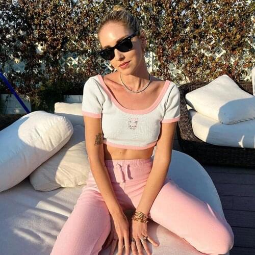 Summer Casual Butterfly Cat Print Cute Crop Top t Shirt Fashion Short Sleeve Sexy Y2K T-Shirt Ladies Purple Streetwear Clothing