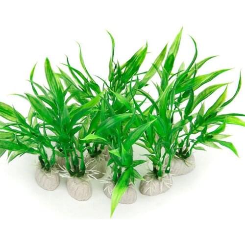 10 Pack Artificial Aquarium Plants, 10cm Height Fish Tank Decorations Home Decor Plastic Green