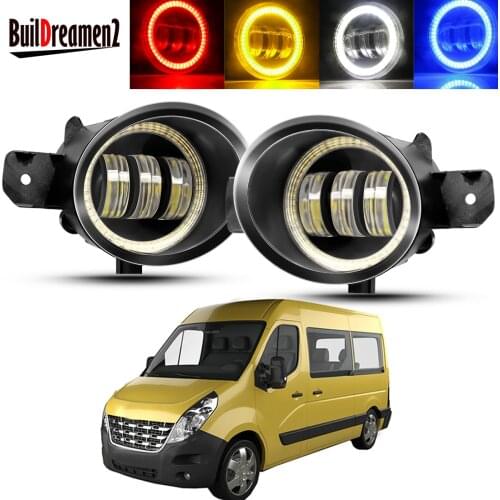 2 X Angel Eye Fog Light Assembly 30W Car Front Bumper LED Lens Fog Daytime Lamp DRL 12V For Renault Master 3/III 2010-2015