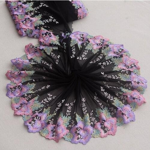 2 Yards Of Delicate Lace Trim High Quality Black+Purple Lace Fabric DIY Crafts Lace Ribbon Clothes Accessories