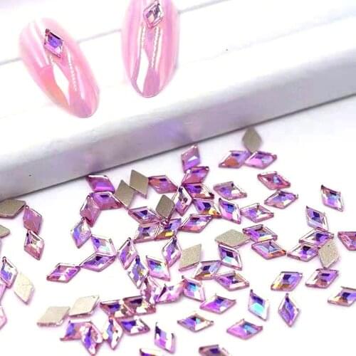 20 Pcs Irregular AB Pink Rhinestone 3D Muti-shape Shiny Crystal Flat Back Nail Art Decorations Glass Manicure Accessories GH#45
