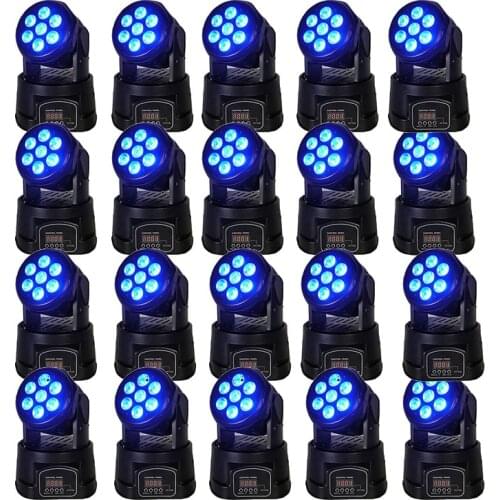 20pcs/lot Moving Head LED Wash Stage Lighting 7x12W RGBW 4 in1 Birthday DMX512 For Disco DJ Music Party KTV Nightclub Lights