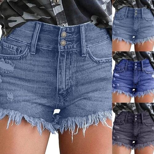 2021 Womens Casual Denim Hole Shorts Frayed Hem Ripped Jeans Shorts Bottom Pants High Quality Comfy Daily Shorts Dropshipping