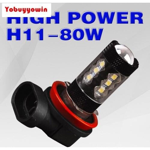 2 X 9006 HB4 80W Cool White Super Bright Fog Light Driving Lamp High Power with Black Aluminum Alloy