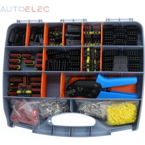 60 Sets super seal AMP Tyco Wire connector 1.5 Kit 1/2/3/4/5/6Pin Wire connector Automotive Connector Plug and Crimper tool