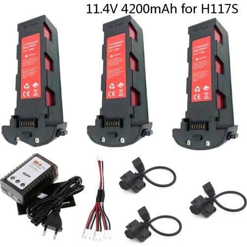 11.4V 4200mAh lipo Battery with Charger for Hubsan H117S Zino GPS RC FPV Racing Camera Drones Quadcopter toy Parts 11.4V Battery
