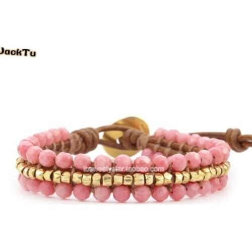 Free shipping wholesale pink coral wrap bracelet for woman