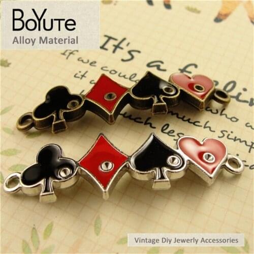 BoYuTe (30 Pieces/Lot) 13*47MM Antique Bronze Silver Plated Zinc Alloy Poker Card Connectors for Diy Jewelry Making Findings