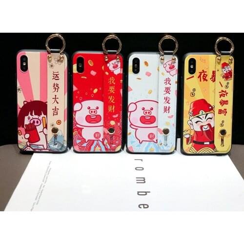 Cute Pig 3D Embossed Phone Case For iPhone X XS XR 11 12 Pro MAX 6 7 8 Plus Capa Soft TPU Back Covers Wrist Matte Phone Cases