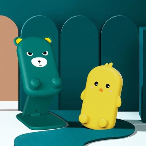 FLOVEME Adjustable Desktop Phone Holder 3D Cartoon Desktop Holder Stand Laptop Lazy Holder For Xiaomi Samsung iPhone 11 12 Pro