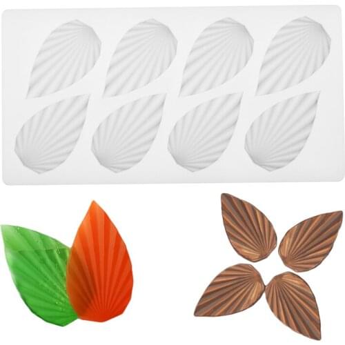 Ruffled Leaf Shape Chocolate Mold Cupcake Cake Decorating Tools Chocolate Insert Strip Fondant Silicone White Cake Mold Bakeware