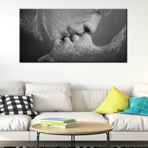 Hd Art Canvas Painting Abstract Oil Painting On Canvas Love Kiss Poster Wall Art Room Decoration Picture For Home Pictures