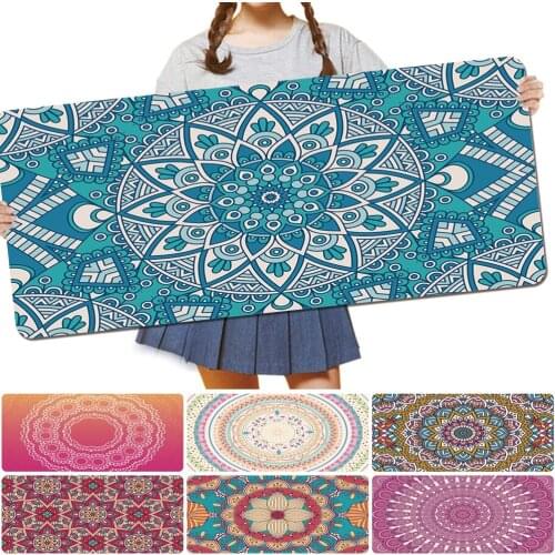 Gaming Mouse Pad PU Leather Mandala Pattern Series Computer Keyboard Mouse Mat Large 800x300/600x300 Office Desk Accessories