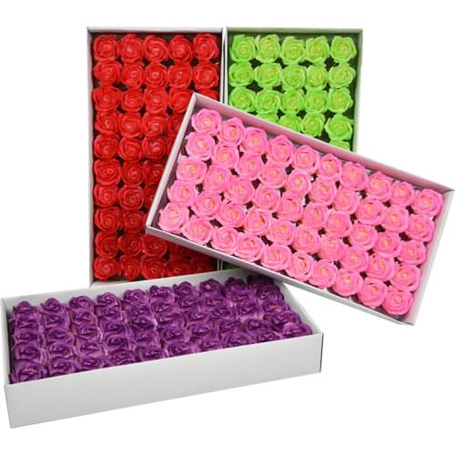 50Pcs Artificial Flowers Rose Soap Flower Heads Gradient Soap Flower Mothers Day ValentineS Gift DIY Decor Scrapbooking
