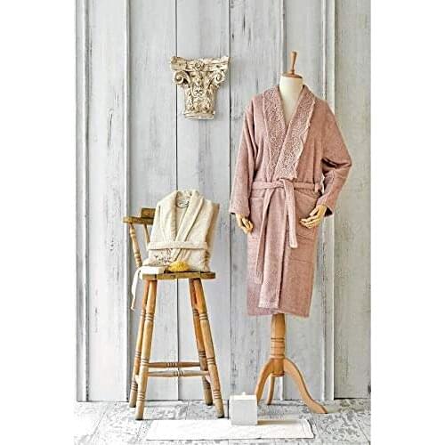 Karaca Home Valeria Royal Lacy Rose Gold Bathrobe Set 3 Pieces