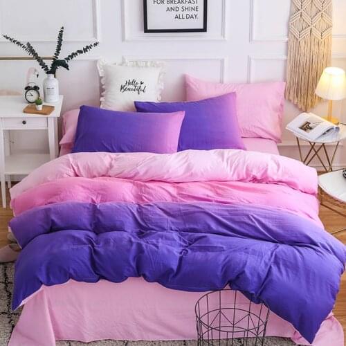 Purple Pink Gradient Bedding Set Comfortable Duvet Cover Soft Quilt Cover Pillow Cases Bed Sheet Bedclothes Sell Well Fashion