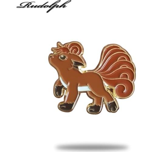 Lovely clever mini - cartoon nine-tailed fox fox soft enamel pin