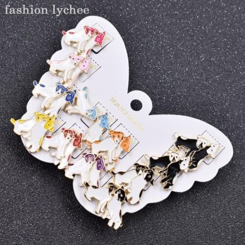 Fashion lychee 12pairs Cute Lovely Dog Stud Earrings Women Ear Retro Vintage Jewelry Animal Pet Gift