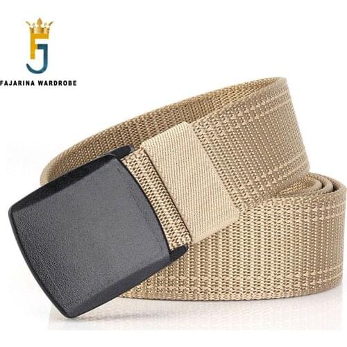 FAJARINA High Quality Plastic Automatic Buckle Nylon Material Strap Line Belts for Men Freeshipping 125cm Size Length CBFJ0075