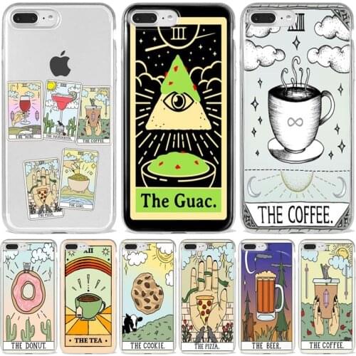 Aesthetic Art pizza coffee tarot Soft silicone Phone Case For iPhone 6 7 8Plus XS MAX XR 11 12Pro Mini Max SE TPU Fundas Coque
