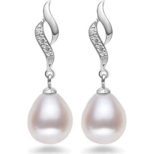 Genuine S925 Sterling silver freshwater Pearls earrings AAAA oval pearls Zircon earrings Pearl Jewelry For Women