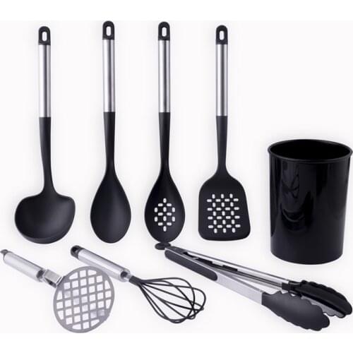 Nylon Kitchen Utensils Slotted Turner Spoon Soup Spoon Folder Egg Beater Potato Masher Bucket Heat Resistant Non Stick Cookware