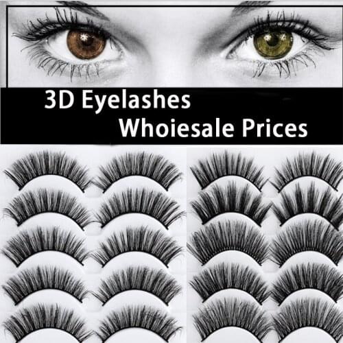 AY 2020 New 5 Pairs Mink Eyelashes Natural/Thick 3D Faux Lashes Natural False Eyelash HandMade Eyelashes Woman Makeup Tools