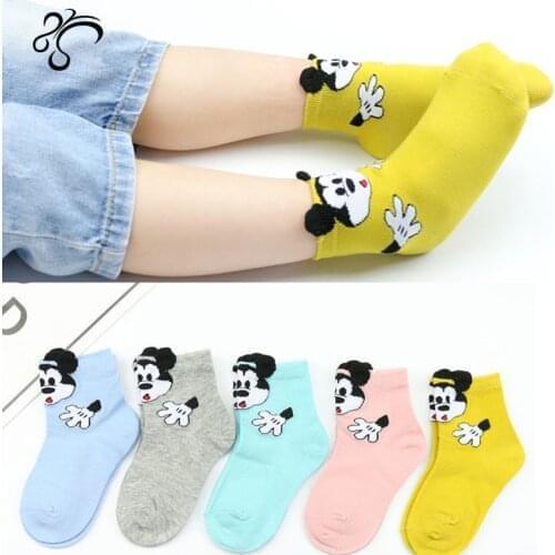 5Pairs Children Socks Breathable Sports Girls Boys Sokcs Cartoon Mickey Mouse Infant Cute Cotton Short Chaussette Enfant Garon