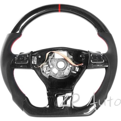 For Volkswagen MK 5 GTI R Steering Wheel Carbon Fiber and Perforated Leather assembly with Paddles Shifters & Customized Trim