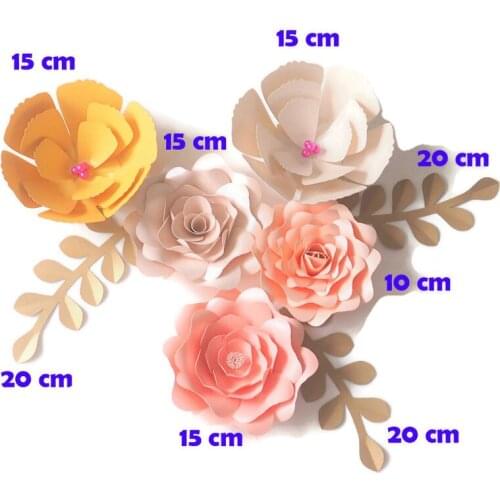 DIY Artificial Flowers Fleurs Artificielles Backdrop Giant Paper Flowers 5PCS 3 Paper Leave Wedding Party Decoration Baby Shower