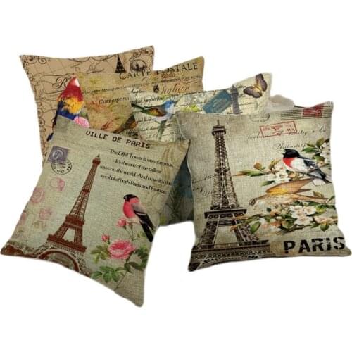 Removable Washable Paris American Vintage Style Sofa Cushion Covers for Seat Pillow Cases Wholesale Promotion Home Decoration