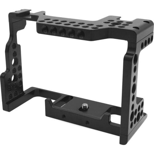 1/4" Screw Aluminum Alloy Camera Cage Video Stabilizer with Cold Shoe Mount for Sony A7III/A7M3/A7R3 Camera Accessory