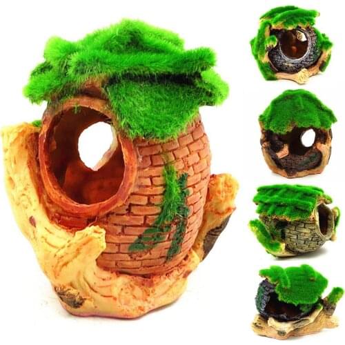 Resin Simulation Moss Vase Shelter House Aquarium Fish Tank Landscaping Decor for fish Pet Supplies