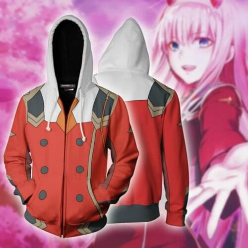 Anime Darling In The Franxx 02 Zero Two Cosplay Unisex Hooded Sweatshirt Casual Autumn Tops 3d Printing Halloween Hoodies