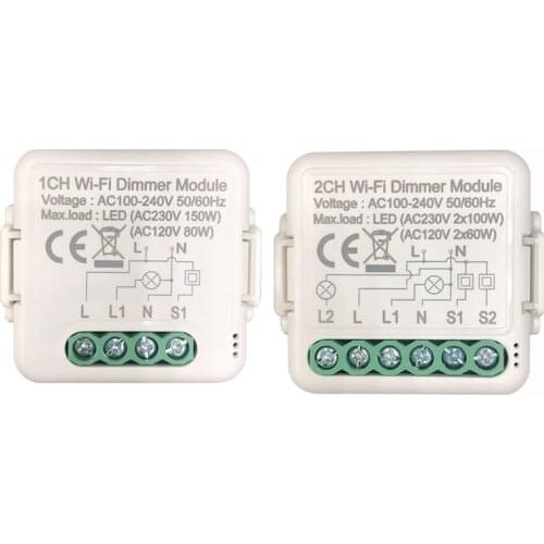 WiFi Tuya Smart Concealed Dimming Module Modified Traditional Switch On-off Device 1/2 Way Dual Control Zero Fire, For Alexa