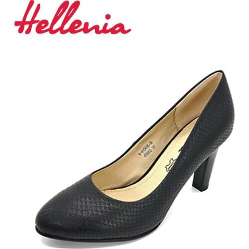 Hellenia black snake pu Woman Pump poninted toe Thin High Heel Ladies Summer Autumn Shoes Fashion Ladies office Shoe Size 35-40