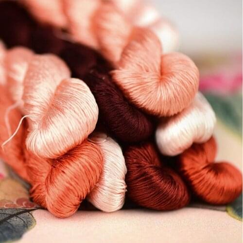 100% silk thread hand embroidery embroider cross stitch 1pcs 400m silk embroidery thread Dark orange series 13 pure colors