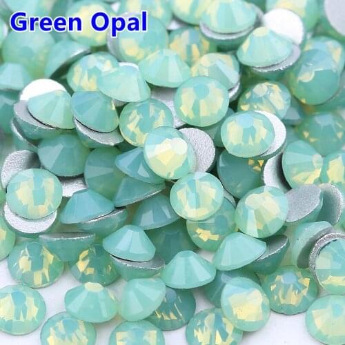 1440pcs Flat Glass Rhinestones ss3-ss30 10 Sizes Green Opal Nail Art Rhinestones Nail Cristal Manicure 3D Nail Art Decoration