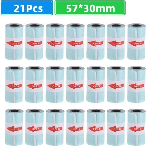21 Rolls Thermal Paper with Self-adhesive Printable Sticker Paper Roll Direct 57*30mm for PeriPage A6 Pocket PAPERANG P1/P2