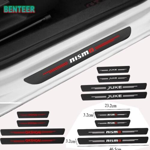 4pcs/lot Carbon Fiber Car Door Sills Protector Stickers for Nissan JUKE QASHQAI J10 J11 Tiida Sunny MARCH LIVINA TEANA X-TRAI