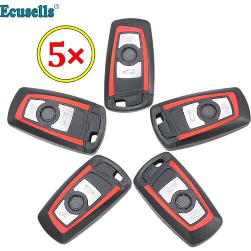 5pcs/lot 3 Button Smart Remote Key Shell Case fob for BMW CAS4 F 1 3 5 7 Series 2009-2016 FCC ID: YGOHUF5662 with Red Edge