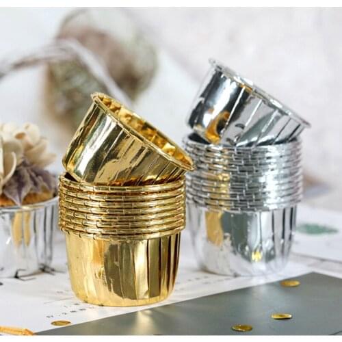 50pcs Caissettes Golden Muffin Wrapper Paper Cup cake Paper Cup Oilproof Cupcake Liner Baking Cup Tray Case Wedding Party