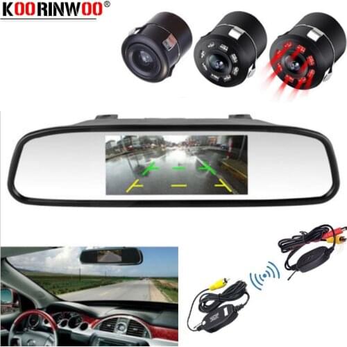 Koorinwoo 2.4G Adopt 4.3" Car Rearview Mirror Monitor Parking System LED 8 Lights Backup Reverse Camera CCD Car Rear View Camera