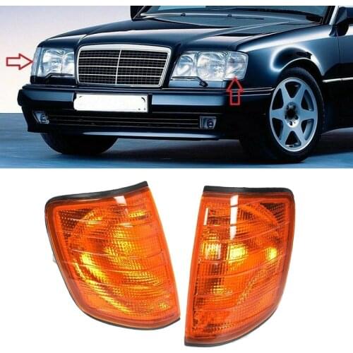 Car L+R Amber Corner Lights Turn Signal Lights for Mercedes W124 E-Class Sedan 1985-95 1248260043 1248260143