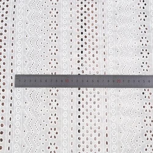 White zigzag pattern Hollow Lace Cloth Floral Embroidered Womens Summer Cotton Cloth Hollow Lace Fabric