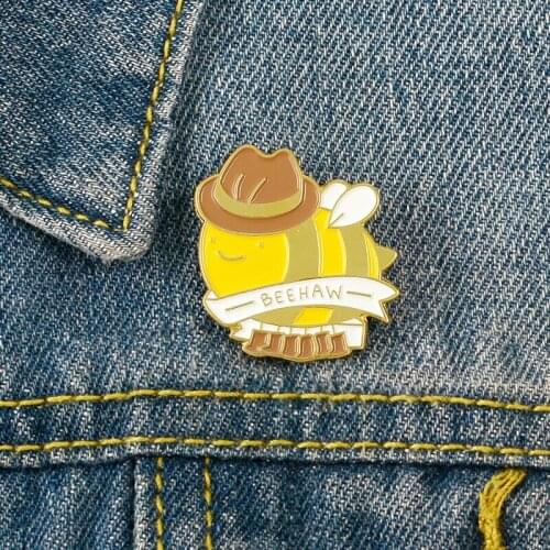 BEEHAW Enamel Pin Cowboy Cartoon Honey Bee Meme RWBY Fighting Anime Ember Celica Brooches Badges Lapel pin For Men Women Gifts