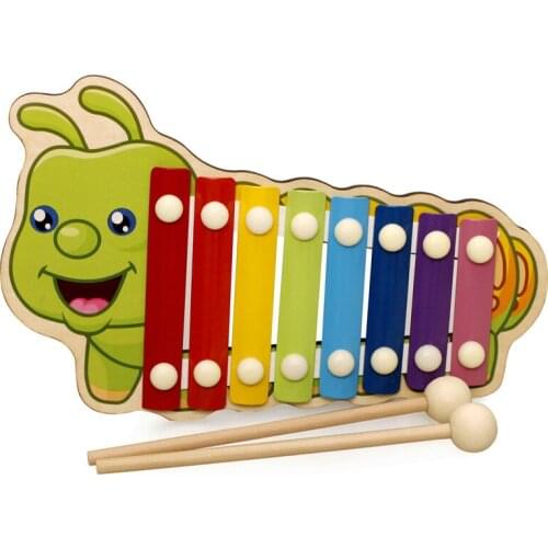 Wooden Cartoon Animal Octave Piano Player Knocking On Piano Octave Percussion Instrument Early Educational Toy for Children Gift